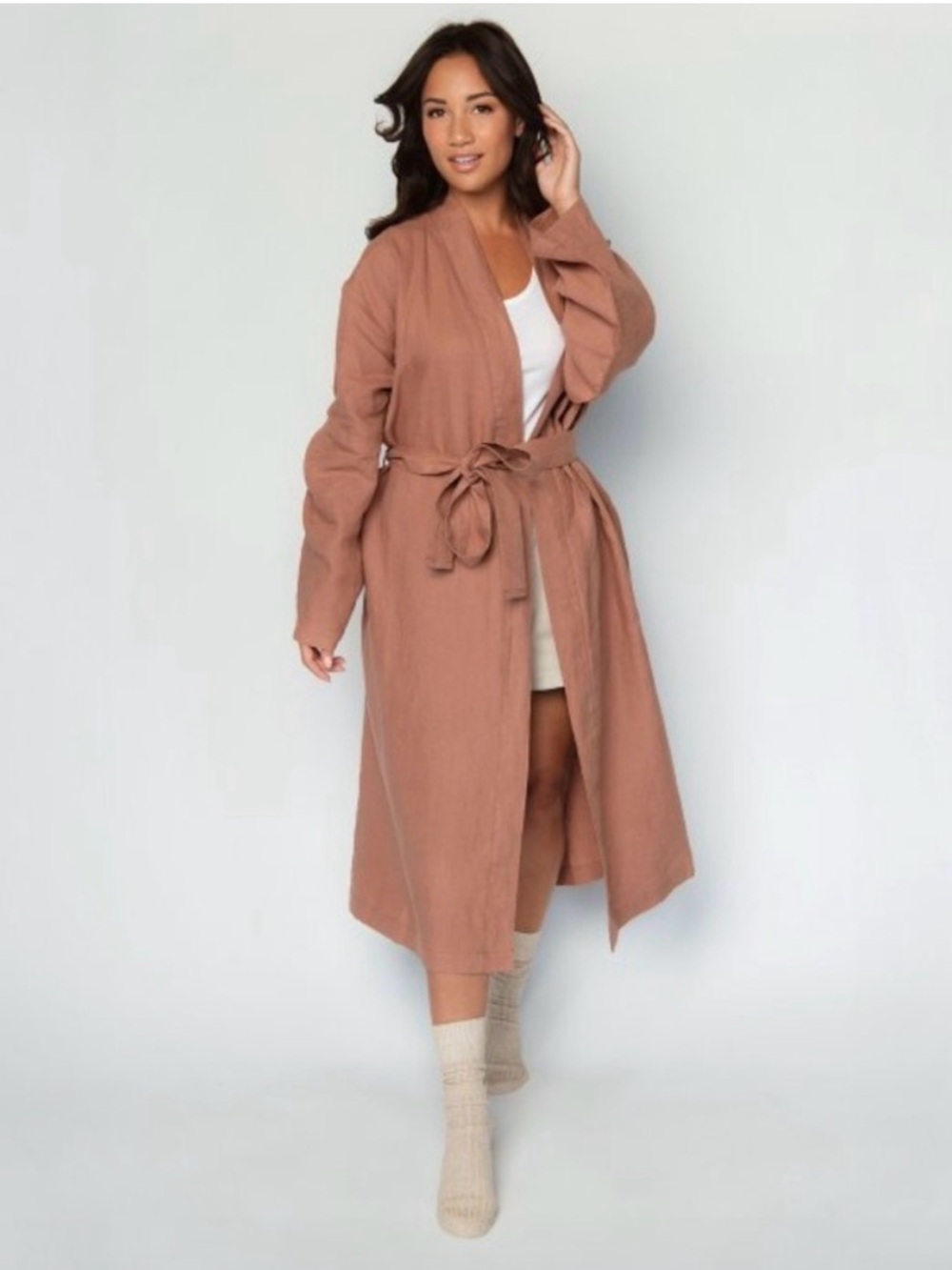 Parachute Linen Robe in Clay